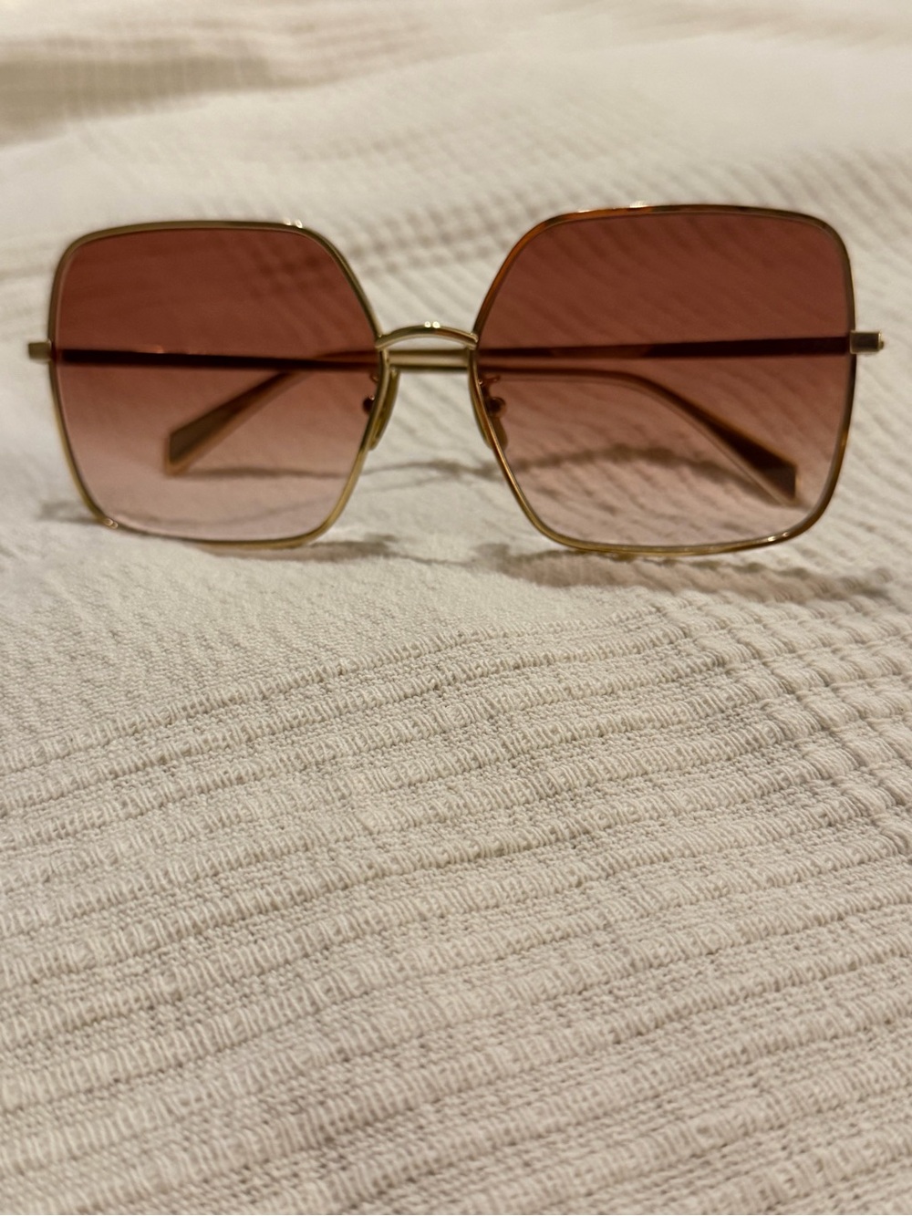 Authentic Celine Gold Metal Sunglasses with Rose-Tinted Lenses - Picture 6 of 8